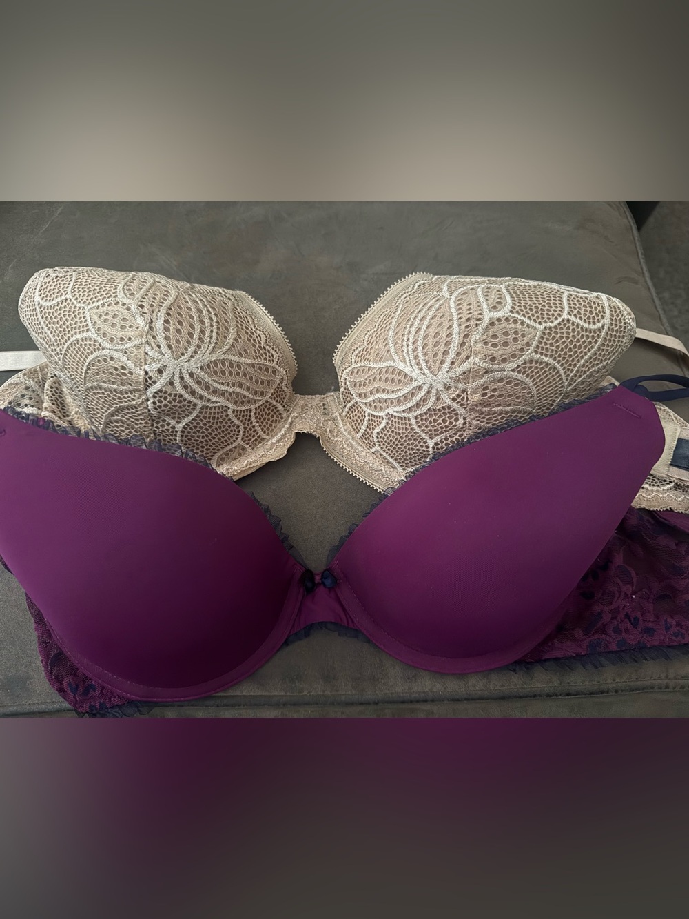 Natori Lace and Smooth Bra Duo - Natori Beige & Cream & DKNY Plum